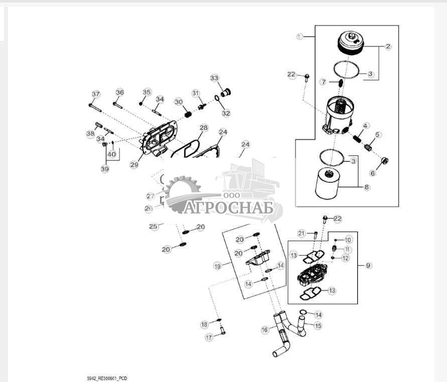 5942 Маслоохладитель и масляный фильтр 